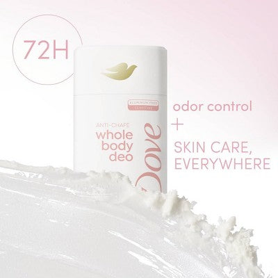 Dove Beauty Whole Body Solid Deodorant Anti-Chafe Stick Raspberry & Rose 2.6oz - New