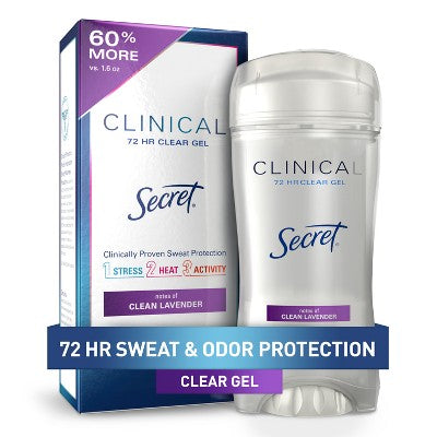 Secret Clinical Strength Clear Gel Clean Lavender 2.6oz - Imperfect Box