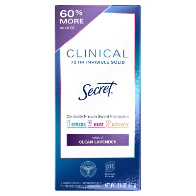 Secret Clinical Invisible Solid Antiperspirant & Deodorant Clean Lavender 2.6oz - Imperfect Box