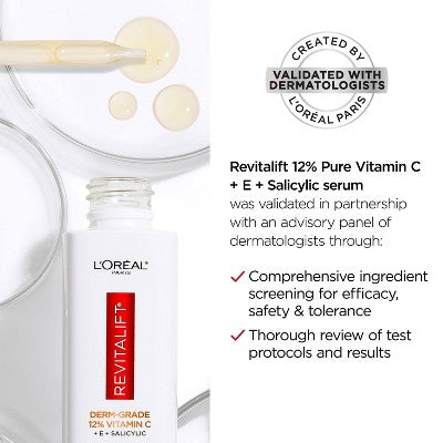 L'Oreal Paris Revitalift 12% Vitamin C + E + Salicylic Serum 1 fl oz - Imperfect Box