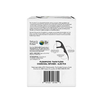 The Humble Co. Plant-Based Dental Floss Picks Charcoal 50ct/4pk - Imperfect Box