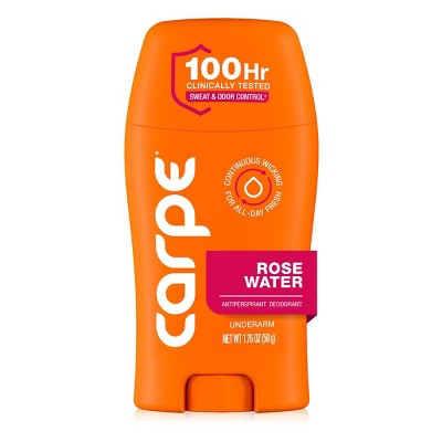 Carpe Women's 100HR Sweat & Odor Control Antiperspirant Deodorant Rose Water 1.76oz - Imperfect Container