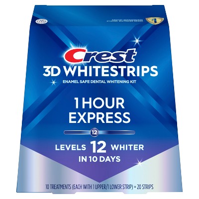 Crest 3D Whitestrips 1-Hour Express At-home Teeth Whitening Kit 10 Treatments - New