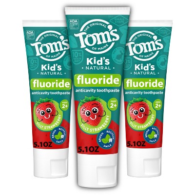 Tom's of Maine Silly Strawberry Kids Anticavity Fluroide Toothpaste 5.1oz/3ct - Missing Box