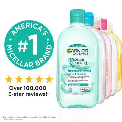 Garnier SkinActive Replumping Hyaluronic Acid/Aloe Micellar Cleansing Water 23.7 fl oz - Imperfect Container