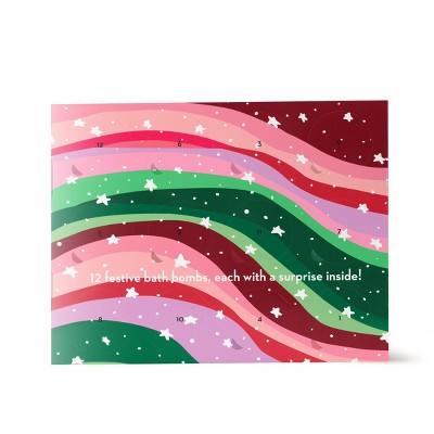 Da Bomb Bath Fizzers Bath Bomb Gift Set Rainbow Boxed Calendar Holiday Colors 12ct/18oz - Imperfect Box