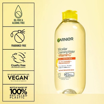 Garnier Vitamin C Brightening & Hydrating Micellar Water Makeup Remover and Facial Cleanser 23.7 fl oz - Imperfect Container