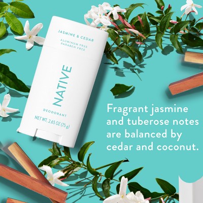 Native Solid Deodorant for Women & Men Jasmine & Cedar  Aluminum-Free 2.65oz  - New