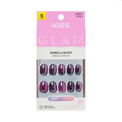 Kiss Glam Embellished Press-On Fake Nails Short Round Simple Joys 35ct - Imperfect Box