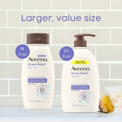 Aveeno Stress Relief Body Wash with Lavender & Chamomile 33oz - New