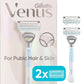 Venus for Pubic Hair & Skin Women's Razor + 2 Razor Blade Refills - Imperfect Box