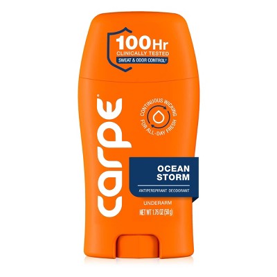 Carpe Men's 100HR Sweat & Odor Control Antiperspirant Deodorant Ocean Storm 1.76oz - Imperfect Container