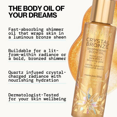 Pacifica Shimmering Body Oil Crystal Bronze 4 fl oz - Imperfect Container
