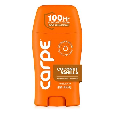 Carpe Women's 100HR Sweat & Odor Control Antiperspirant Deodorant Coconut Vanilla 1.76oz - New