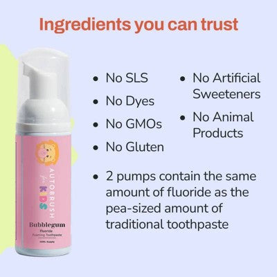 Autobrush Bubblegum Fluoride Foaming Toothpaste 3.4oz - Imperfect Box