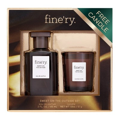 fine'ry. Full Size EDP + Mini Candle Gift Set Sweet on the Outside 2pc - Imperfect Box