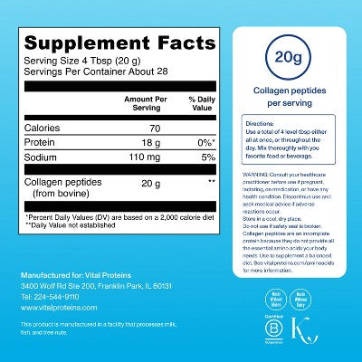 Vital Proteins Collagen Peptides Unflavored Powder 10oz - Imperfect Container