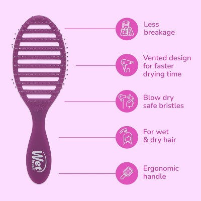 Wet Brush Speed Dry Detangler Hair Brush for Quick Heat Drying Frost Purple - Imperfect Box