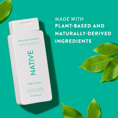 Native Body Wash for Men & Women Sulfate Free Palm Leaf & Agave 18 fl oz - New