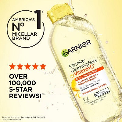 Garnier Vitamin C Brightening & Hydrating Micellar Water Makeup Remover and Facial Cleanser 23.7 fl oz - Imperfect Container