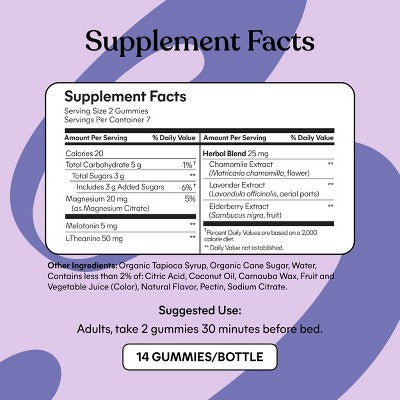 Lemme Sleep Gummies Deep Sleep Support 5 mg Melatonin, Magnesium & L-Theanine Berry 14ct - New