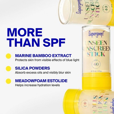 Supergoop! Unseen Clear & Invisible Face Sunscreen Stick SPF 40 0.7oz - Imperfect Container