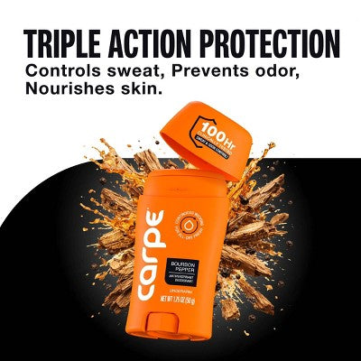 Carpe Men's 100H Sweat & Odor Control Antiperspirant Deodorant Bourbon Pepper 1.76oz - Imperfect Container