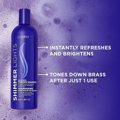 Clairol Professional Shimmer Lights Blonde Toning Shampoo 16 fl oz - Imperfect Container