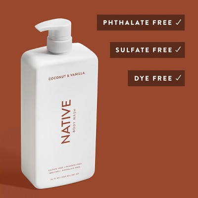 Native Sulfate Free Body Wash Coconut; Vanilla 36 fl oz - Imperfect Container