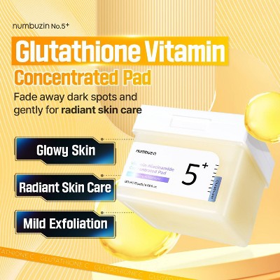 numbuzin No.5+ Glutathione Vitamin Concentrated Toner Pads 70ct - New