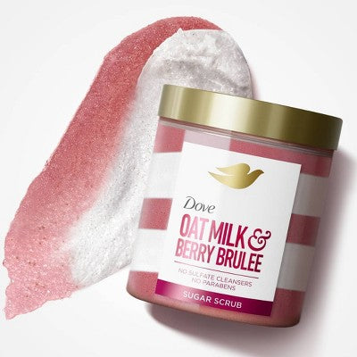 Dove Beauty Body Sugar Scrub Oat Milk & Berry Brulee 15oz - Imperfect Container