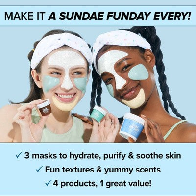 I DEW CARE Wash Off Mask & Headband Set Sundae Scoop 4ct - Imperfect Box