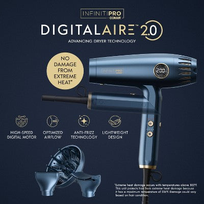 InfinitiPRO by Conair DigitalAIRE Folding Handle Hair Dryer Blue 1875 Watts - Imperfect Box