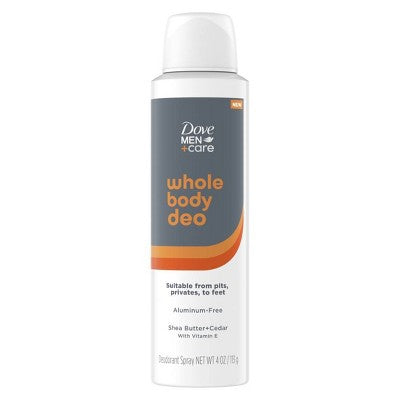 Dove Men+Care Whole Body Spray Deodorant Shea Butter & Cedar 4oz - Imperfect Container