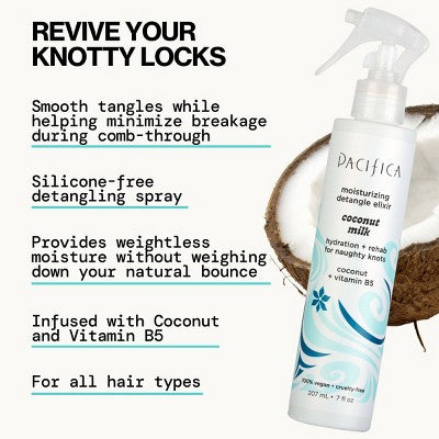 Pacifica Coconut Milk Leave on Detangling and Repair Spray  7 fl oz - New