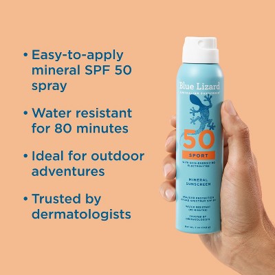 Blue Lizard Sport Mineral Sunscreen Spray SPF 50+ 5oz - Imperfect Container
