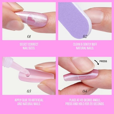 Kiss Glam Embellished Press-On Fake Nails Medium Coffin Dusk Mirage 35ct - Imperfect Box