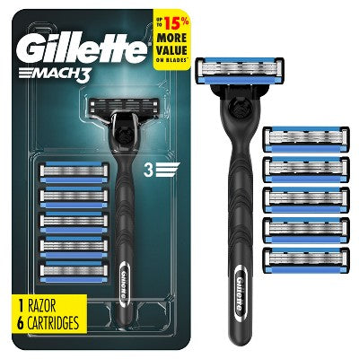Gillette Mach3 Value Pack Razor Handle + 6 Blade Refills - Imperfect Box