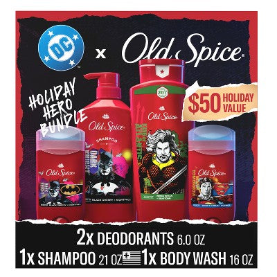 Old Spice Deodorant, Body Wash Shampoo Holiday DC Batman Gift Set 4pc 15.9oz - Imperfect Box
