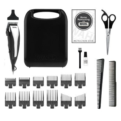 Wahl Chrome Cut Corded Electric Hair Clipper Kit with Self Sharpening Blades and 12 Haircutting Attachment Guards - Imperfect Box