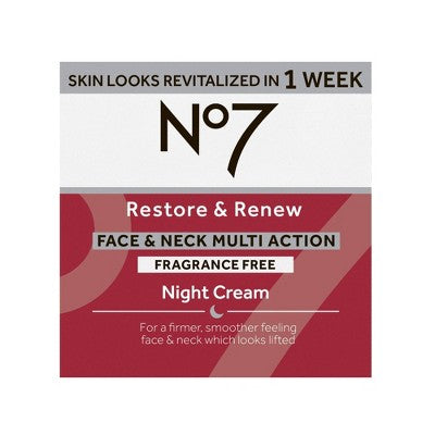 No7 Restore & Renew Face & Neck Multi Action Night Cream 1.69 fl oz - Imperfect Box