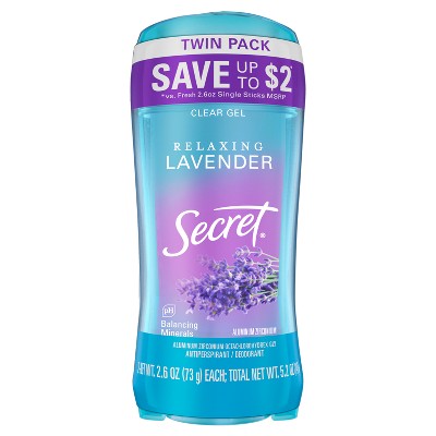 Secret Fresh Clear Gel Deodorant  Relaxing Lavender 2.6oz/2pk - Imperfect Box