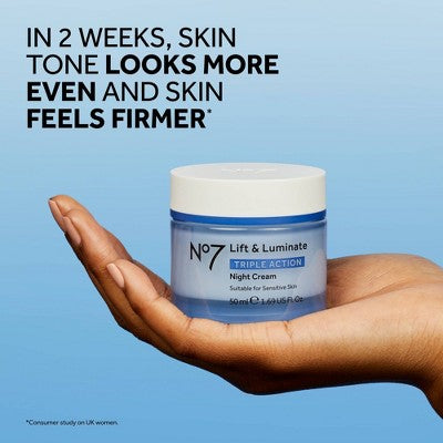 No7 Lift Luminate Triple Action Night Cream 1.69 fl oz - Imperfect Box