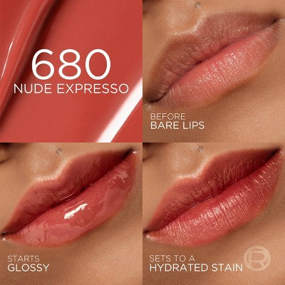 L'Oreal Paris Paradise Hyaluron Tint Lip Stain Serum 680 Nude Espresso 0.16 fl oz - Imperfect Container