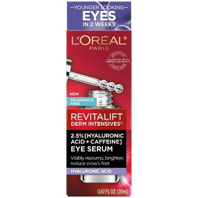 L'Oreal Paris Revitalift Derm Intensives Hyaluronic Acid+Caffeine 0.67 fl oz - Imperfect Box