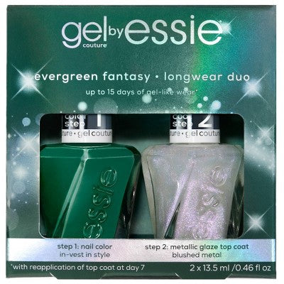 essie gel by essie Evergreen Fantasy Longwear Duo Gift Set Vegan Nail Polish Set 2pc - Imperfect Box