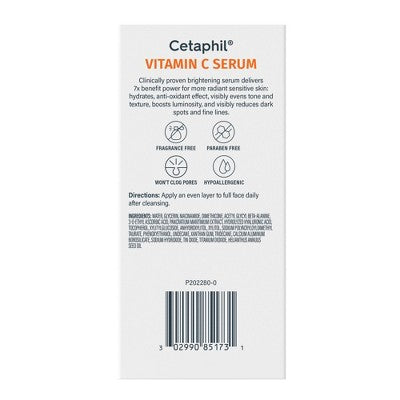 Cetaphil Brightening Vitamin C Face Serum 1fl oz - Imperfect Box