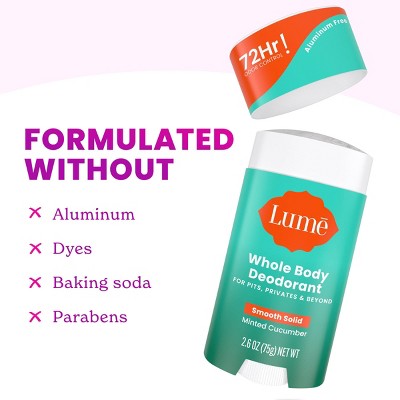 Lume Solid Whole Body Deodorant Stick Aluminum Free Minted Cucumber 2.6oz - Imperfect Container