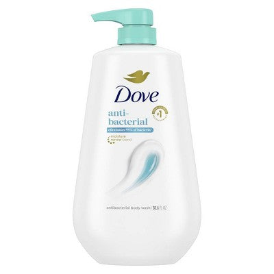 Dove Beauty Antibacterial Body Wash Pump 24hr Lotion Soft Skin 30.6 fl oz - Imperfect Container