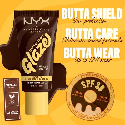 NYX Professional Makeup Buttermelt Glaze Skin Tint with SPF 30 Chocolate Butta 1.01 fl oz - Imperfect Container